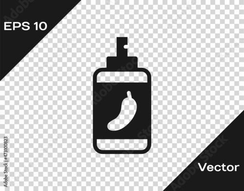 Black Pepper spray icon isolated on transparent background. OC gas. Capsicum self defense aerosol. Vector