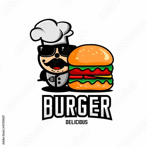 hamburger logo, cafe and restaurant logo, template