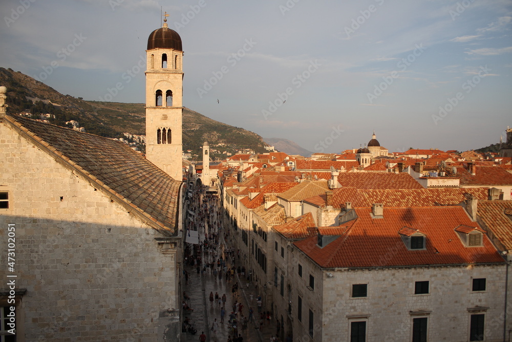 Panorama Dubrovnik Old Town roofs. Croatia, Europe.