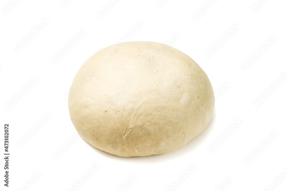 Fresh raw dough for pizza or bread baking isolated on white background. Fresh raw dough for pizza or bread baking isolated on white background.