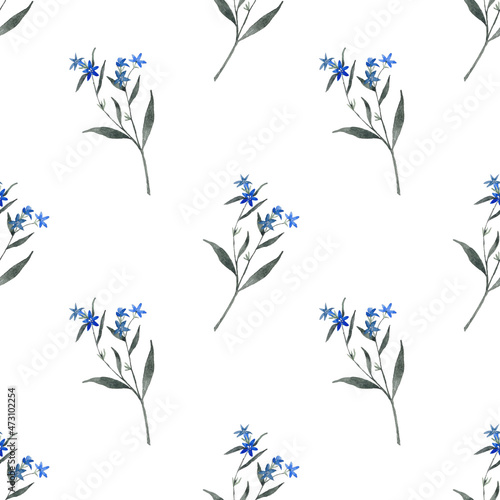 Seamless pattern from a hand-drawn watercolor flowers on a white background. Use for menus, invitations
