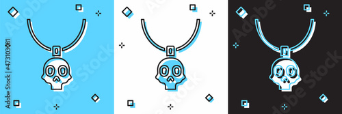 Set Necklace amulet icon isolated on blue and white, black background. Vector