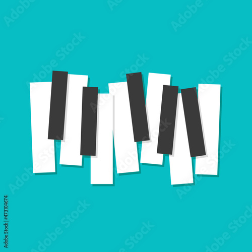 Music organ piano keys seven Notes Logo Icon Minimal keyboard Octave Flat Pictogram Symbol 