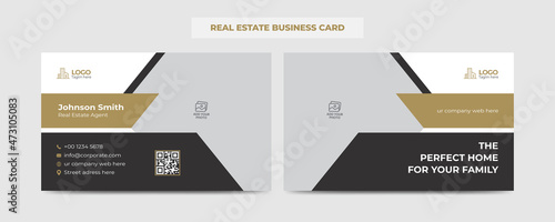 Real Estate Agent and Construction Business Card Template. Creative Real Estate Business card. Modern Home Visiting Card. Name Card Template