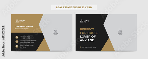 Real Estate Agent and Construction Business Card Template. Creative Real Estate Business card. Modern Home Visiting Card. Name Card Template