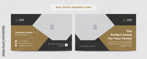 Real Estate Agent and Construction Business Card Template. Creative Real Estate Business card. Modern Home Visiting Card. Name Card Template
