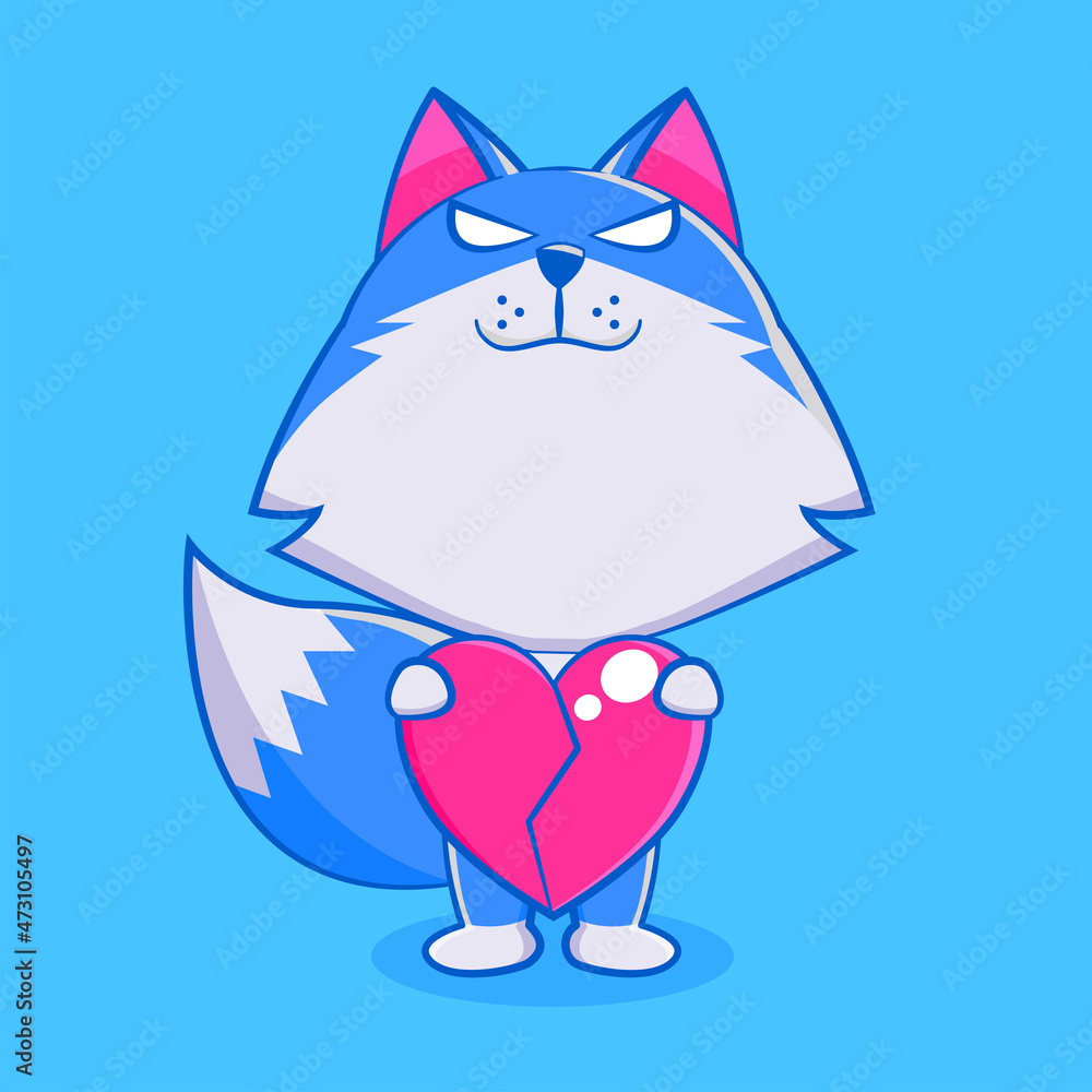 cute blue wolf character vector cute blue wolf character vector