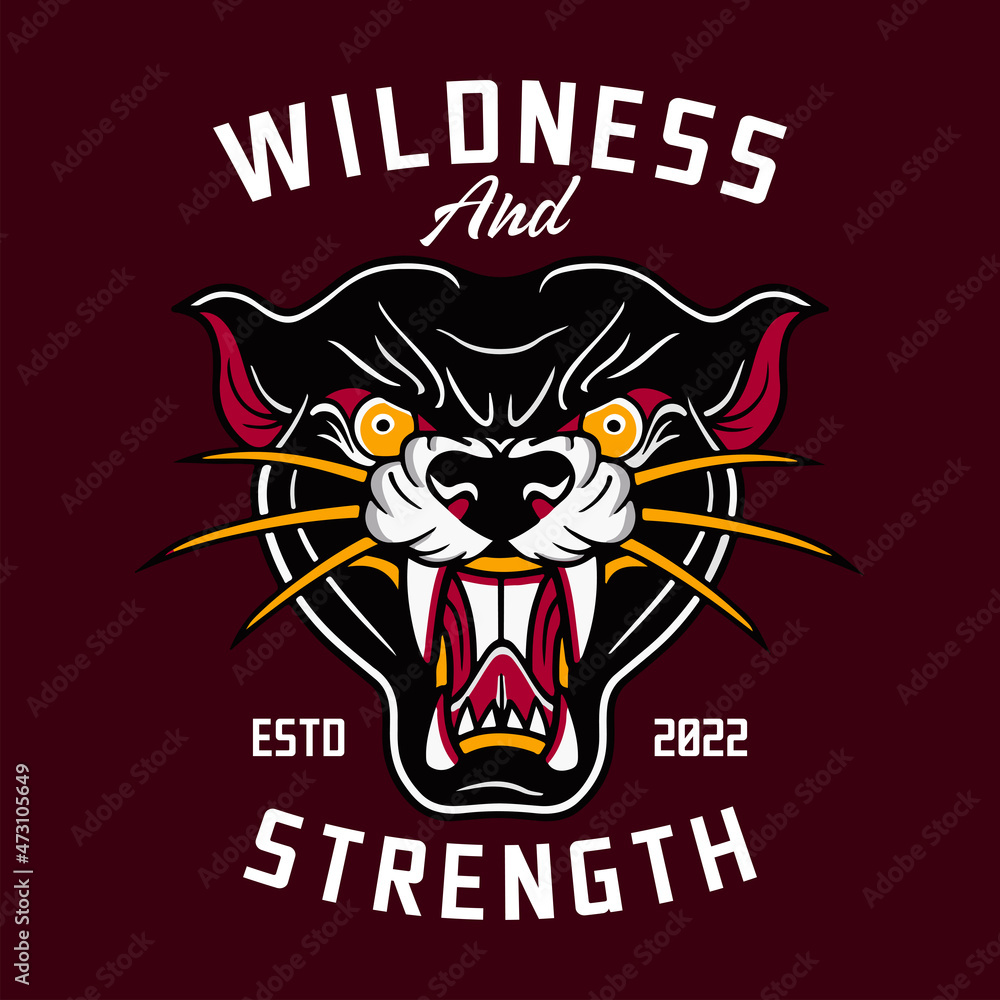 Fototapeta premium angry black panther head illustration vector