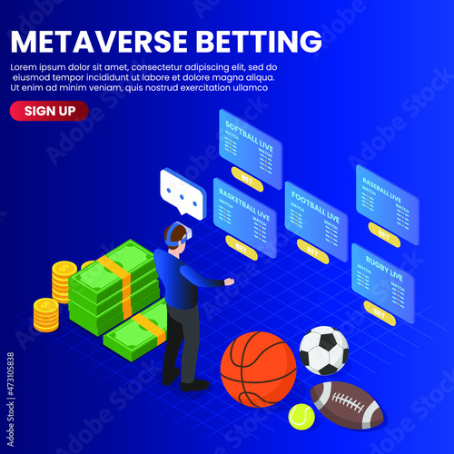 Metaverse sport betting isometric 3d vector concept for banner, website, illustration, landing page, flyer, etc.