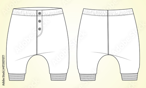 Cotton Fleece Fabric Sweatpants Fashion flat sketch vector illustration template For Kids.