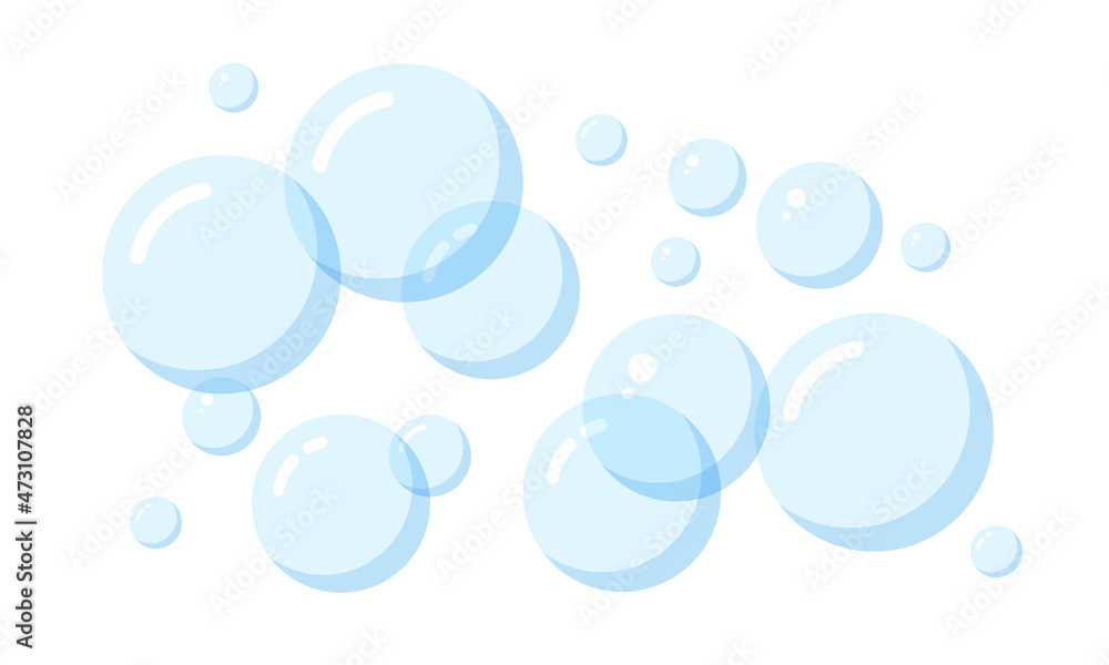 Soap bubbles isolated on white background. Suds and foam flat vector illustration - obrazy, fototapety, plakaty 