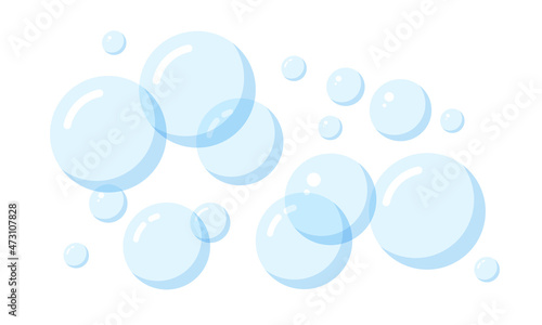 Soap bubbles isolated on white background. Suds and foam flat vector illustration