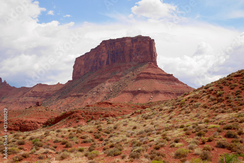 Colorful pinnacle rock formations in the surroundings of Moab. Utah, USA.