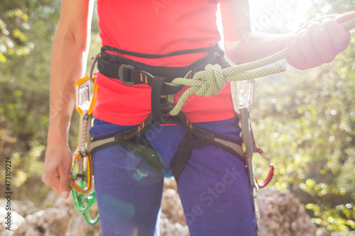 climber tied to a rope