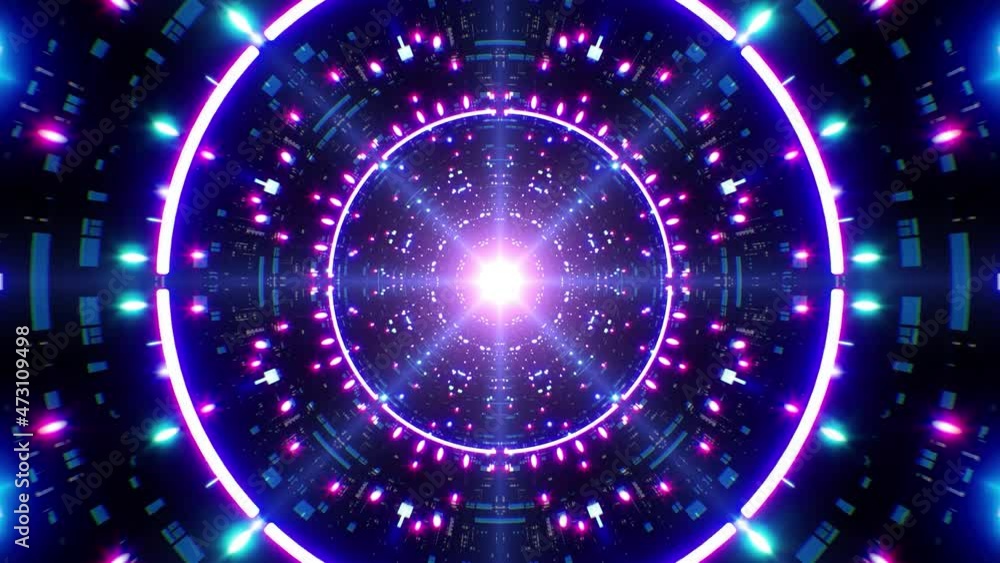 Shining Neon Flare Light in the Sci Fi Tunnel