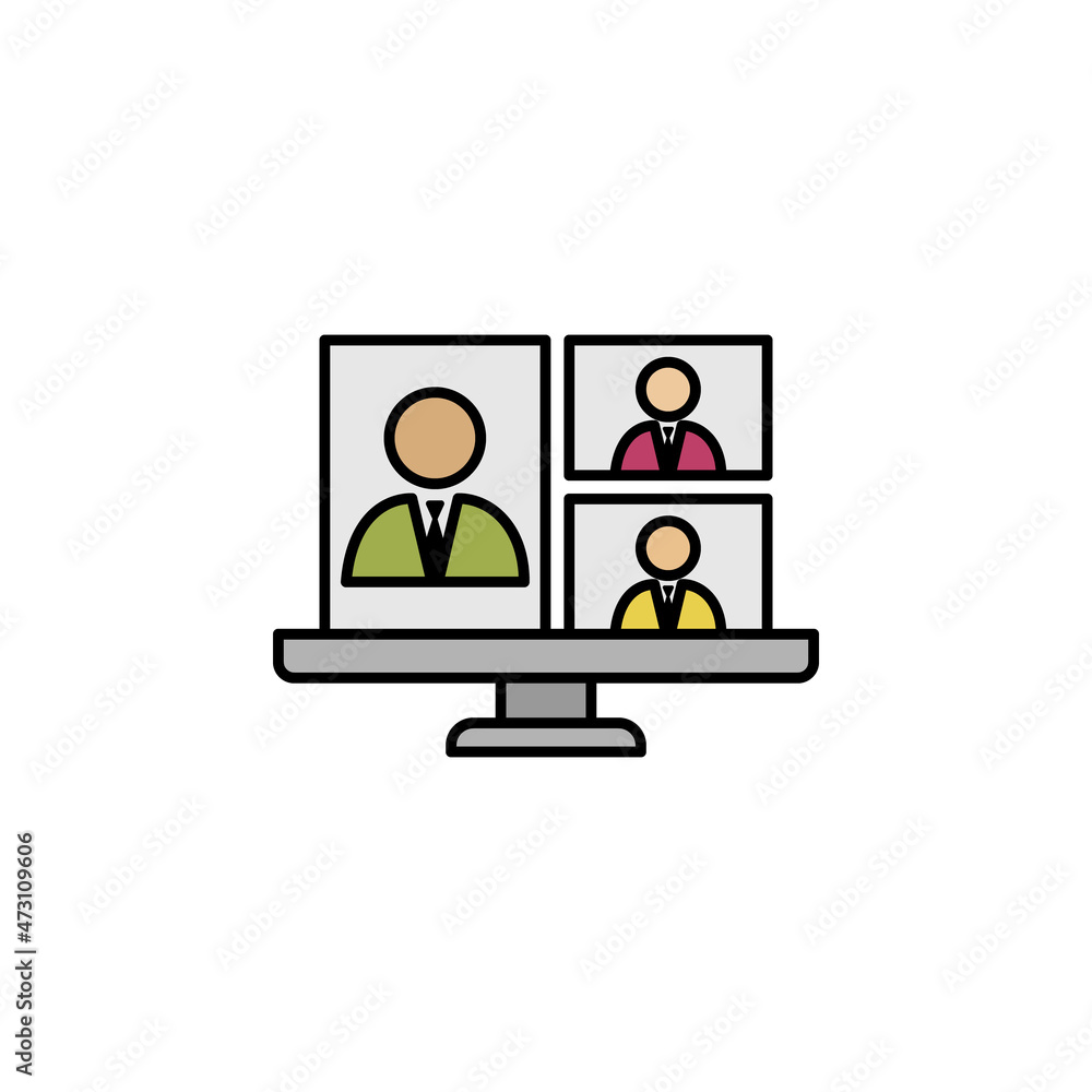 Call, conference, laptop, business talk colored icon. Can be used for web, logo, mobile app, UI, UX Call, conference, laptop, business talk colored icon. Can be used for web, logo, mobile app, UI, UX