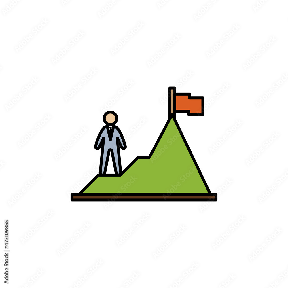 Fototapeta premium Achievement, mountain, worker colored icon. Can be used for web, logo, mobile app, UI, UX