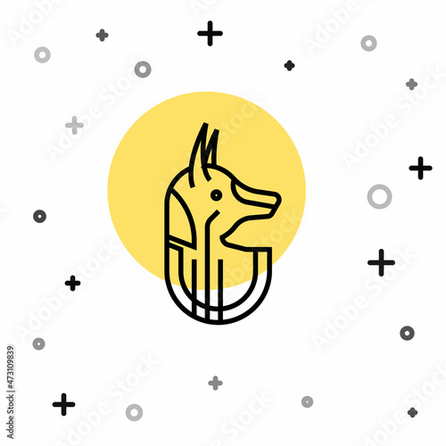 Black line Egyptian anubis icon isolated on white background. Random dynamic shapes. Vector