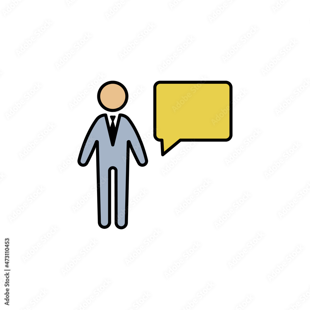 Businessman, message colored icon. Can be used for web, logo, mobile app, UI, UX