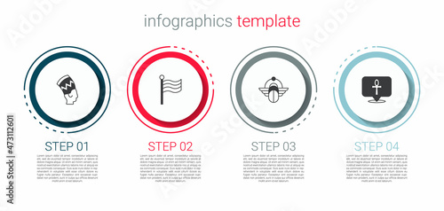 Set Nefertiti, Flag Of Egypt, Egyptian Scarab and Cross ankh. Business infographic template. Vector
