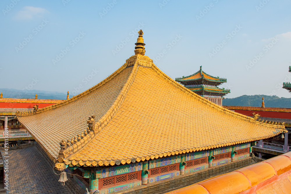 The temple top made of gold is in Chengde City, Hebei Province, China The temple top made of gold is in Chengde City, Hebei Province, China