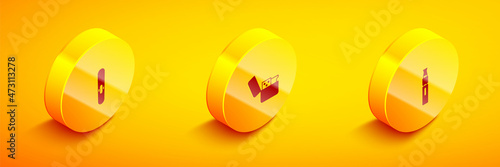 Set Isometric Cigar, Lighter and Electronic cigarette icon. Vector