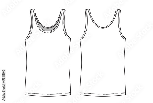 Tank top flat sketch template