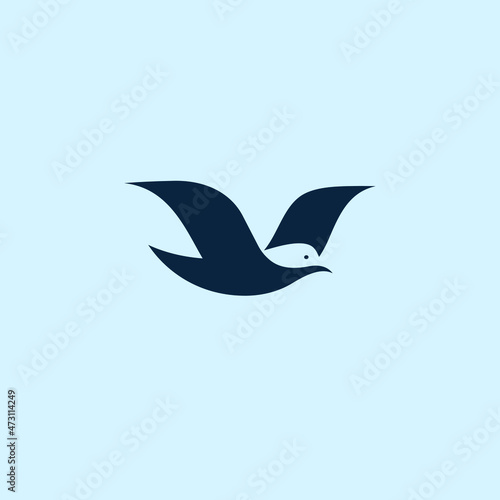 Bird Logo design vector template - Negative space style. photo