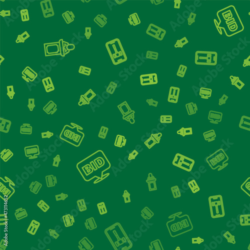 Set line Auction auctioneer sells, Bid and Online on seamless pattern. Vector