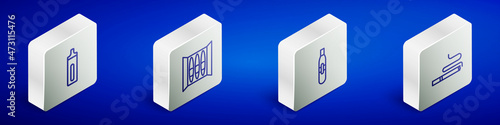 Set Isometric line Electronic cigarette, Cigar, and Cigarette icon. Vector