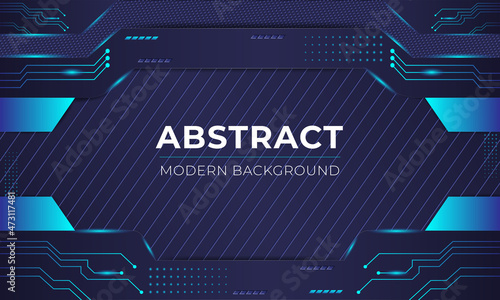 Modern abstract technological background circuit lines diagram in blue color Premium Vector