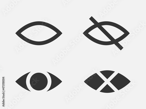 Set show password icon, eye symbol. Vector vision hide from watch icon. Secret view web design element.