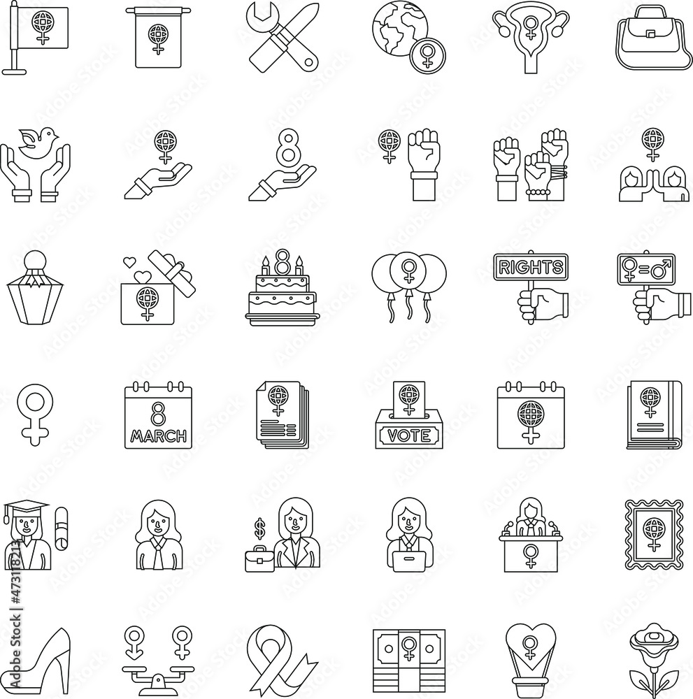 Outline International Women's Day related flat icon vector illustration