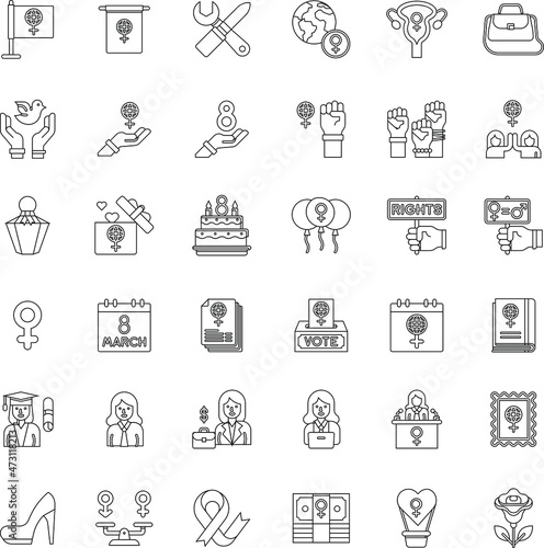 Outline International Women s Day related flat icon vector illustration