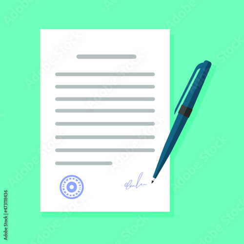 Writing text letter content on paper document sheets via pen flat cartoon illustration, idea of book or essay creation, note message pages image
