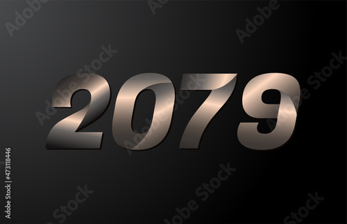 2079 year logotype, 2079 new year vector isolated on black background