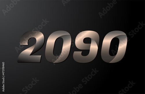 2090 year logotype, 2090 new year vector isolated on black background