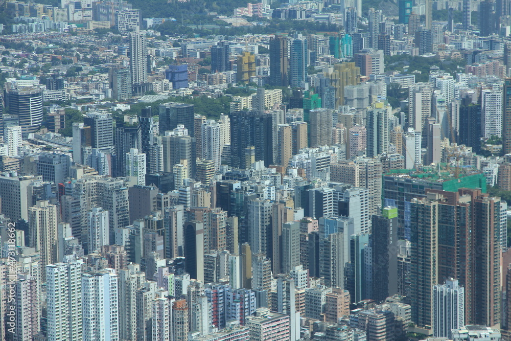 Dense Skyline of Kowloon on a Clear Day, Hong Kong