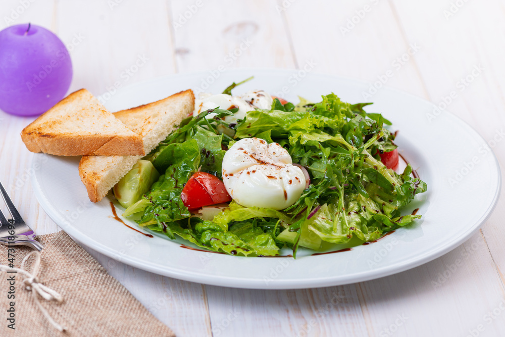 fresh salad with arugula, tomato and egg fresh salad with arugula, tomato and egg