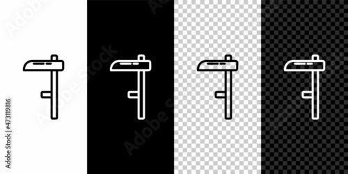 Set line Scythe icon isolated on black and white background. Vector