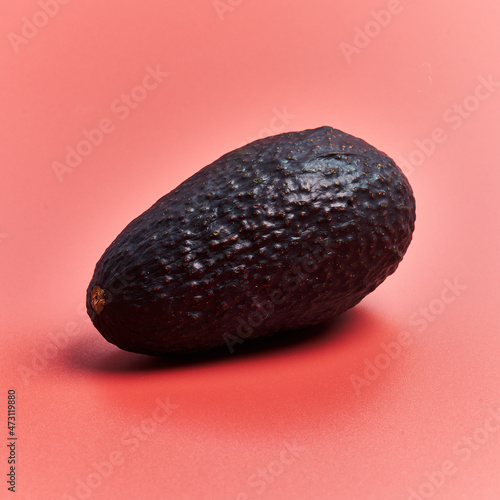  SIngle avocado fruit over red background