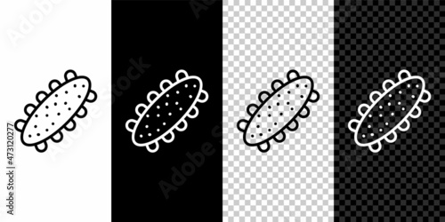 Set line Sea cucumber icon isolated on black and white background. Marine food. Vector.