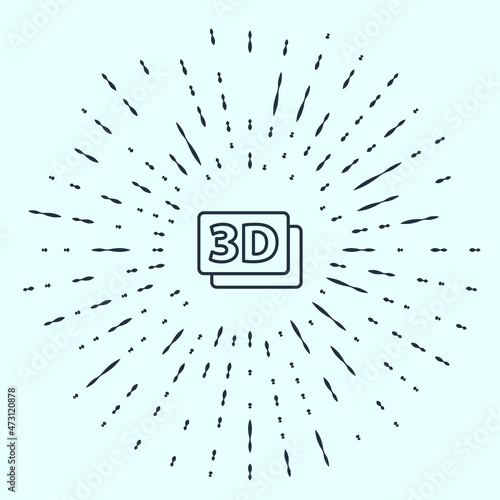 Black line 3D word icon isolated on grey background. Abstract circle random dots. Vector