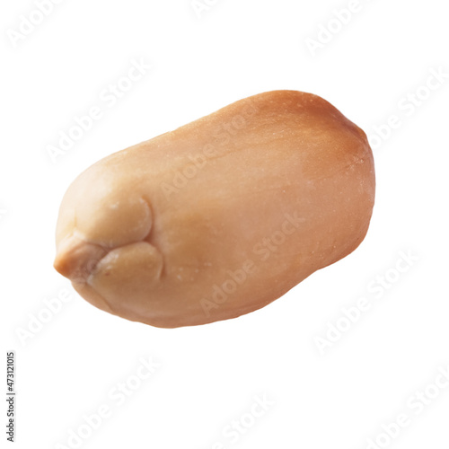  Single peeled peanut isolated on a white background