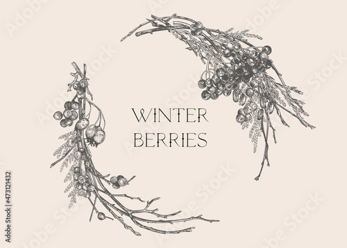 Wreath with winter berries.