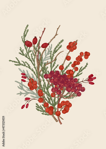 Winter bouquet with berries.