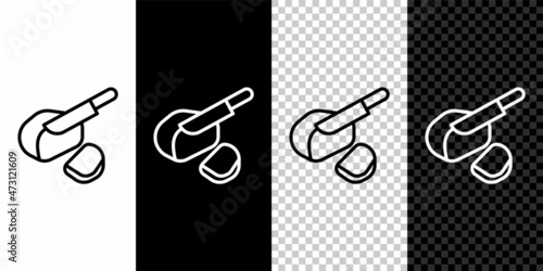 Set line Canadian peameal bacon icon isolated on black and white background. Vector