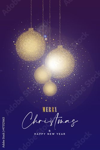 Christmas gold glitter art holiday decoration card