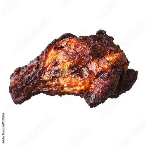  SIngle roasted chicken wing isolated on a white background