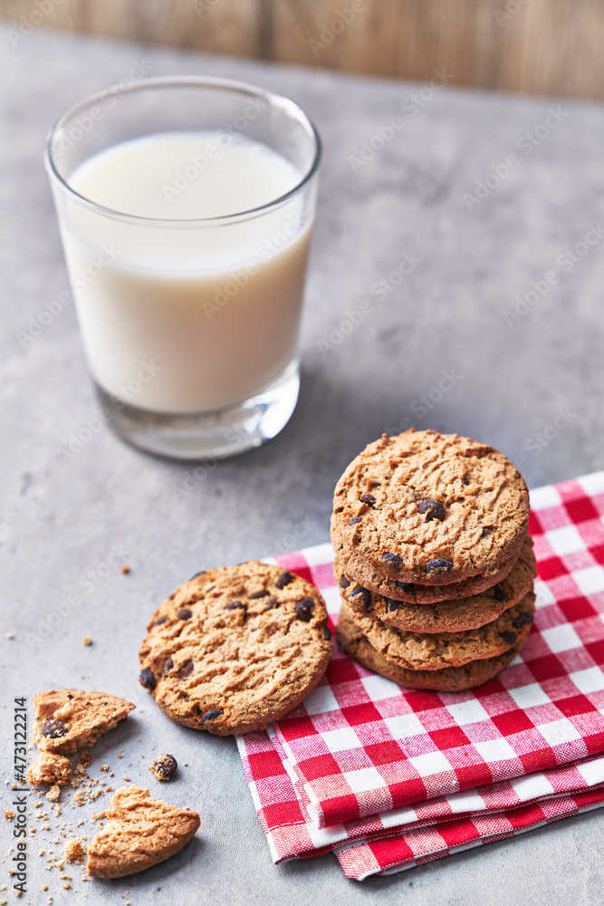 Delicious chocolate cookies on a concrete surface Delicious chocolate cookies on a concrete surface